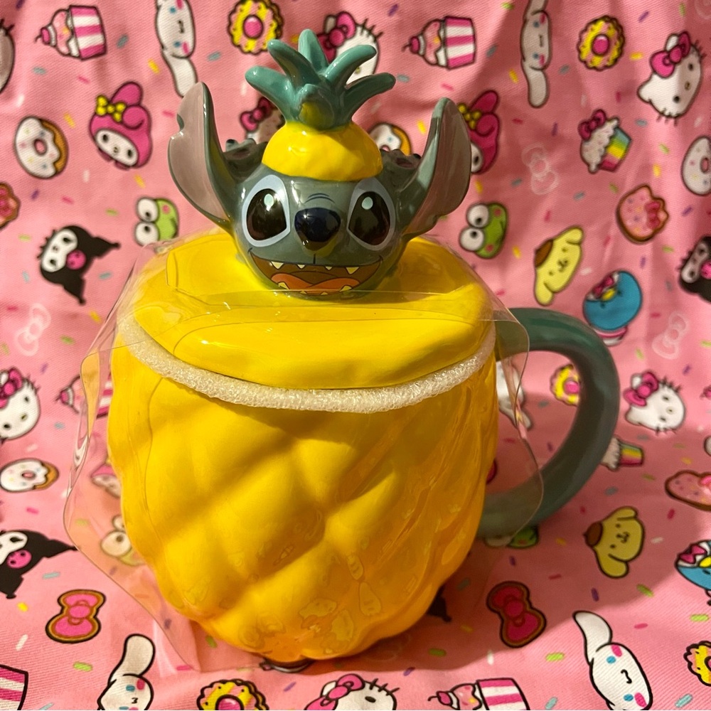 Stitch Pineapple Mug With Lid